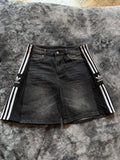 Custom Black/Grey Denim Shorts – One of a Kind – Size M/L