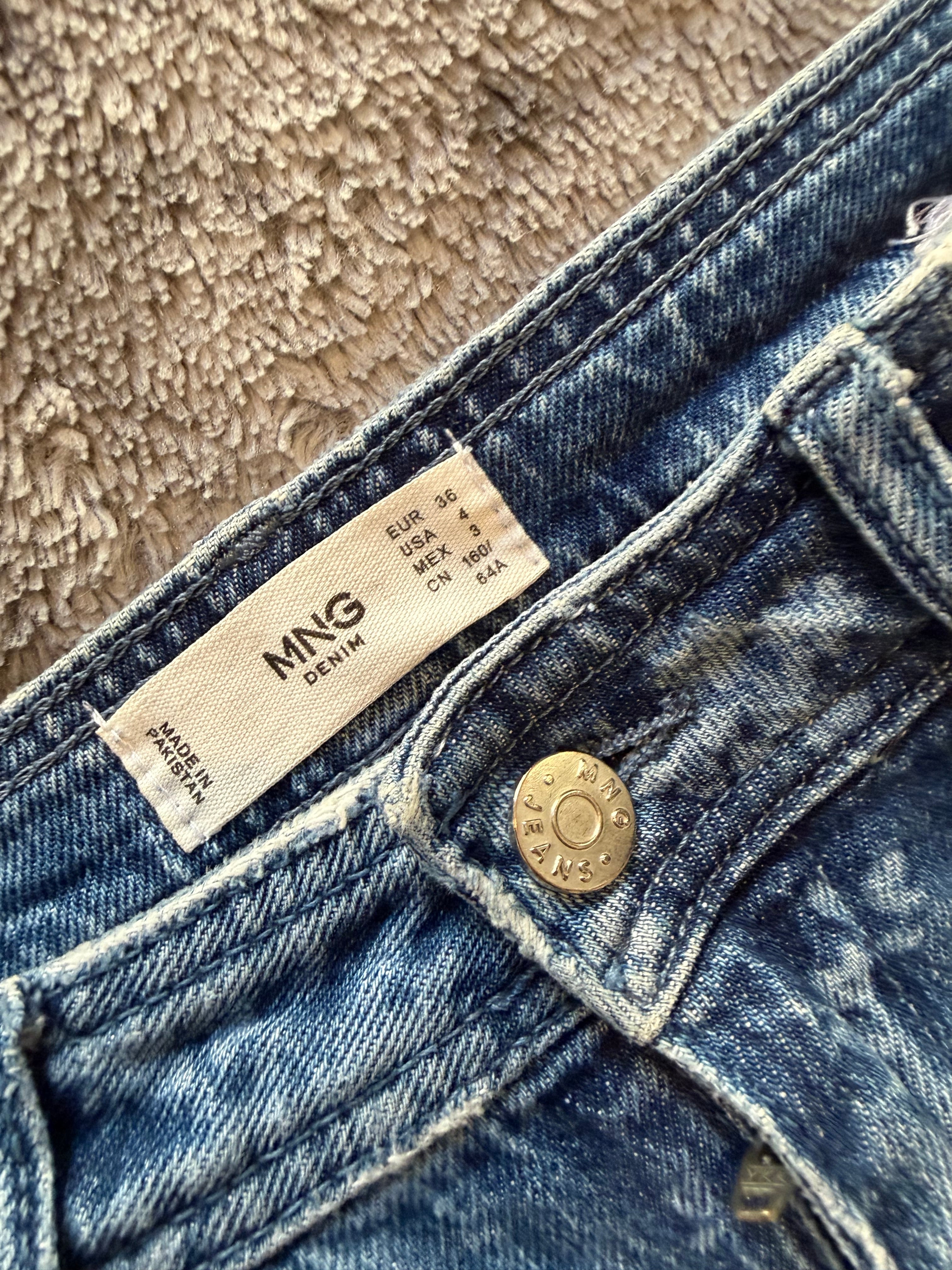 Printed Denim 3-Stripe Flared Jeans – Wide Leg – Size XS/S