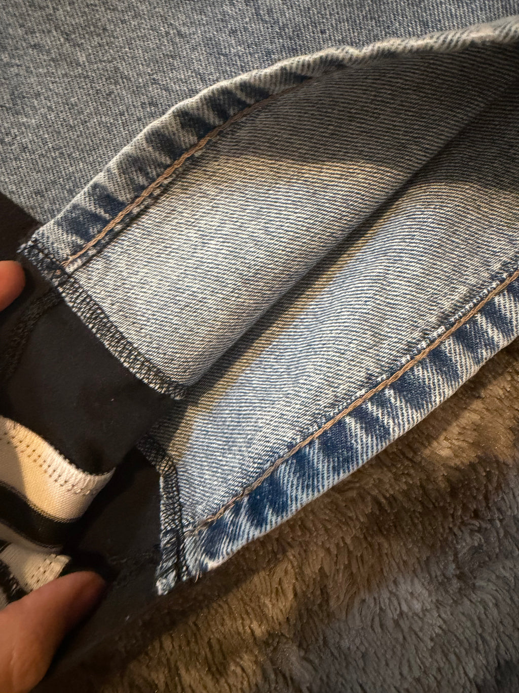 Denim 3-Stripes Diamond Wide-Leg Jeans – Size S/M