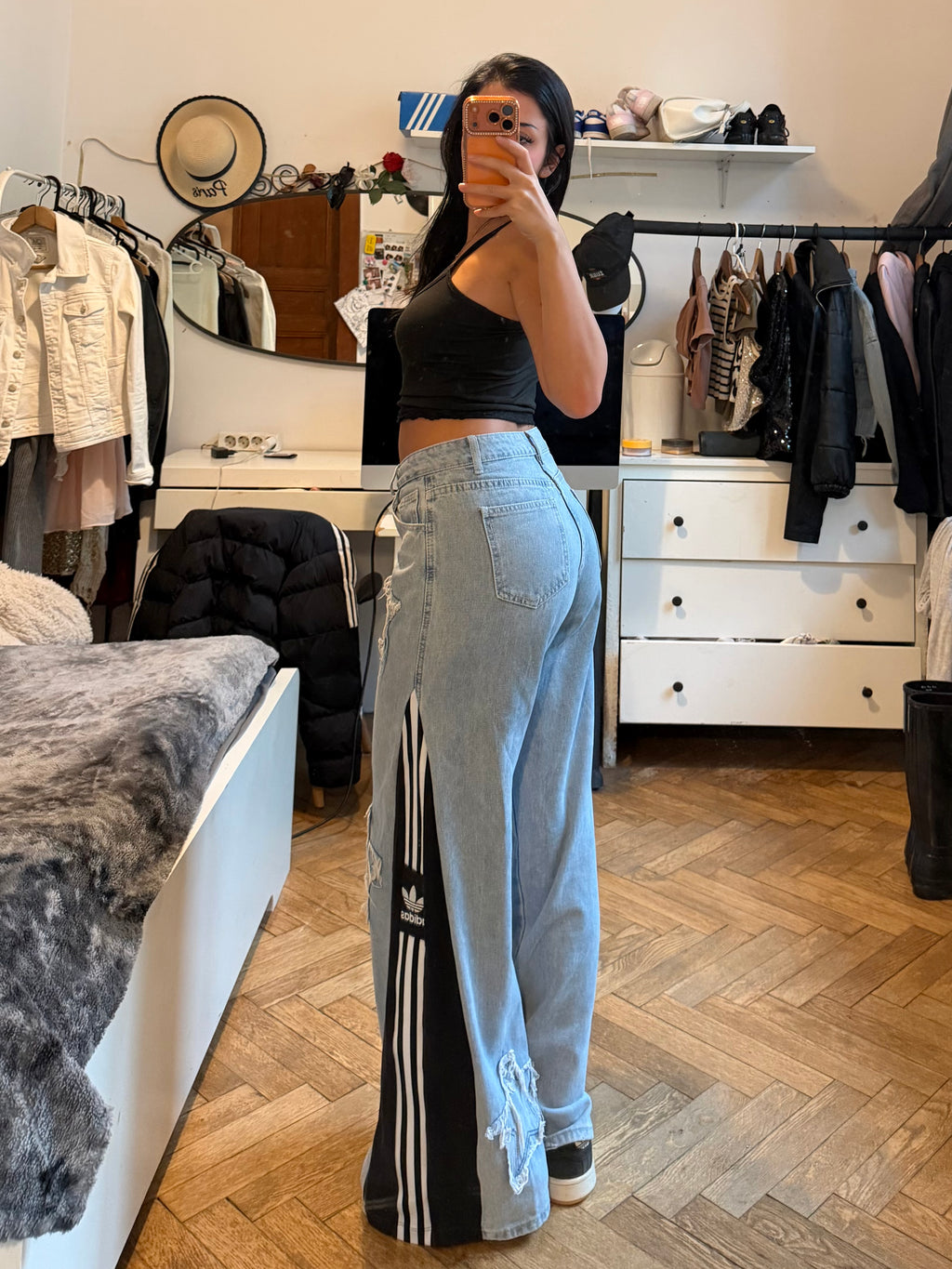 Star Denim 3-Stripes Wide-Leg Jeans – Size M