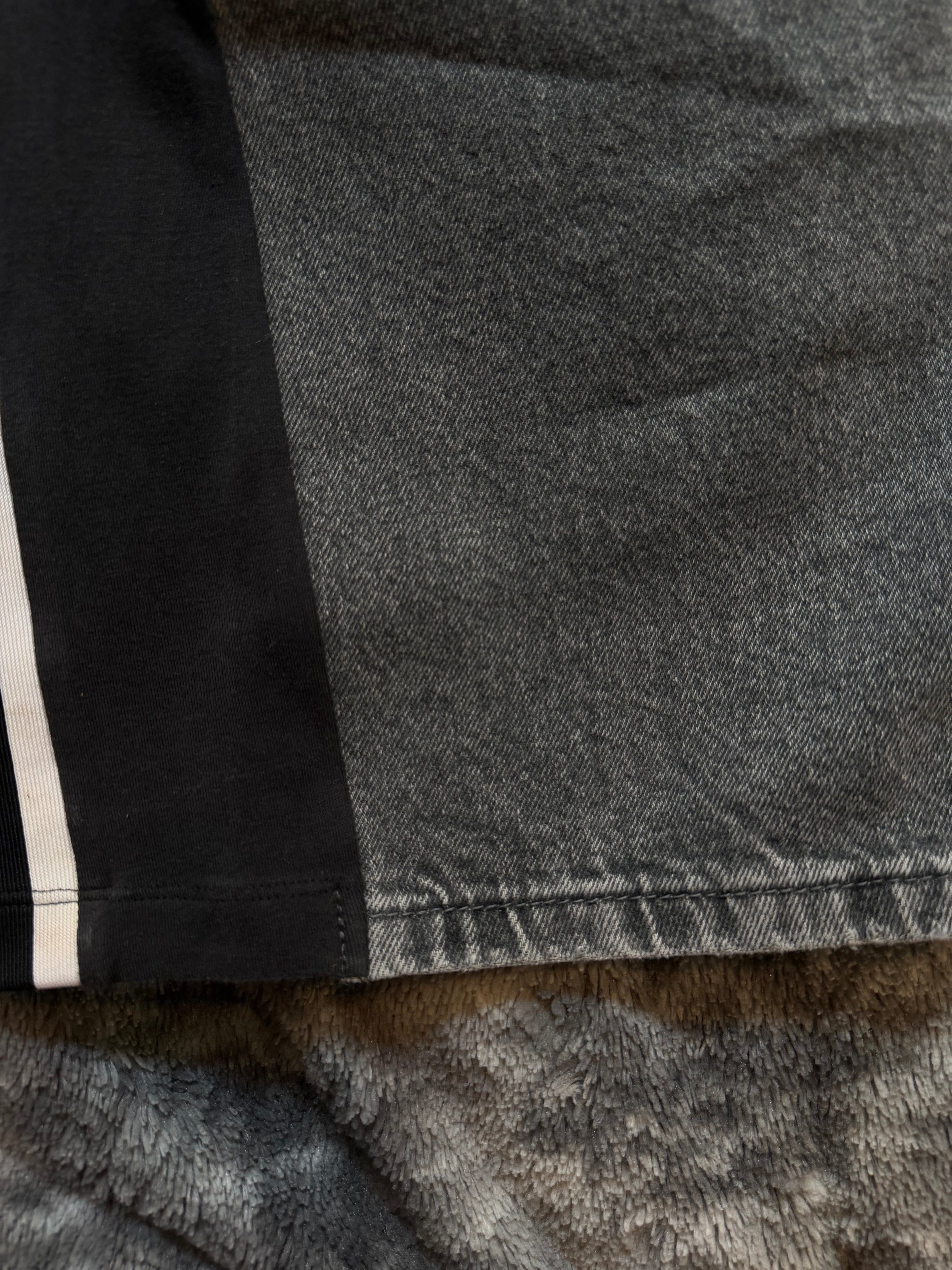 Adidas Dark Grey Balloon Baggy Jeans – 3 Stripes – Size M