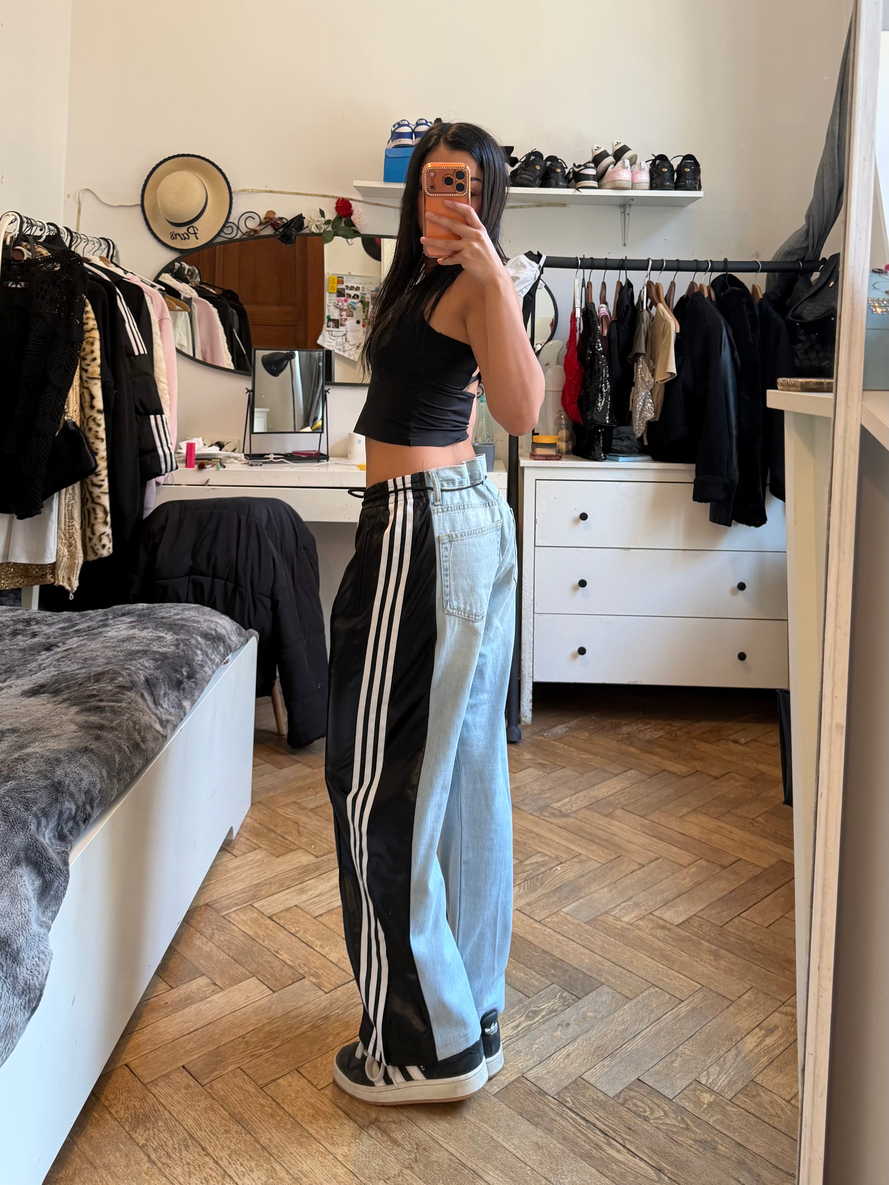 Custom Leather Jeans 3 Stripes – One of a Kind – Size L/M