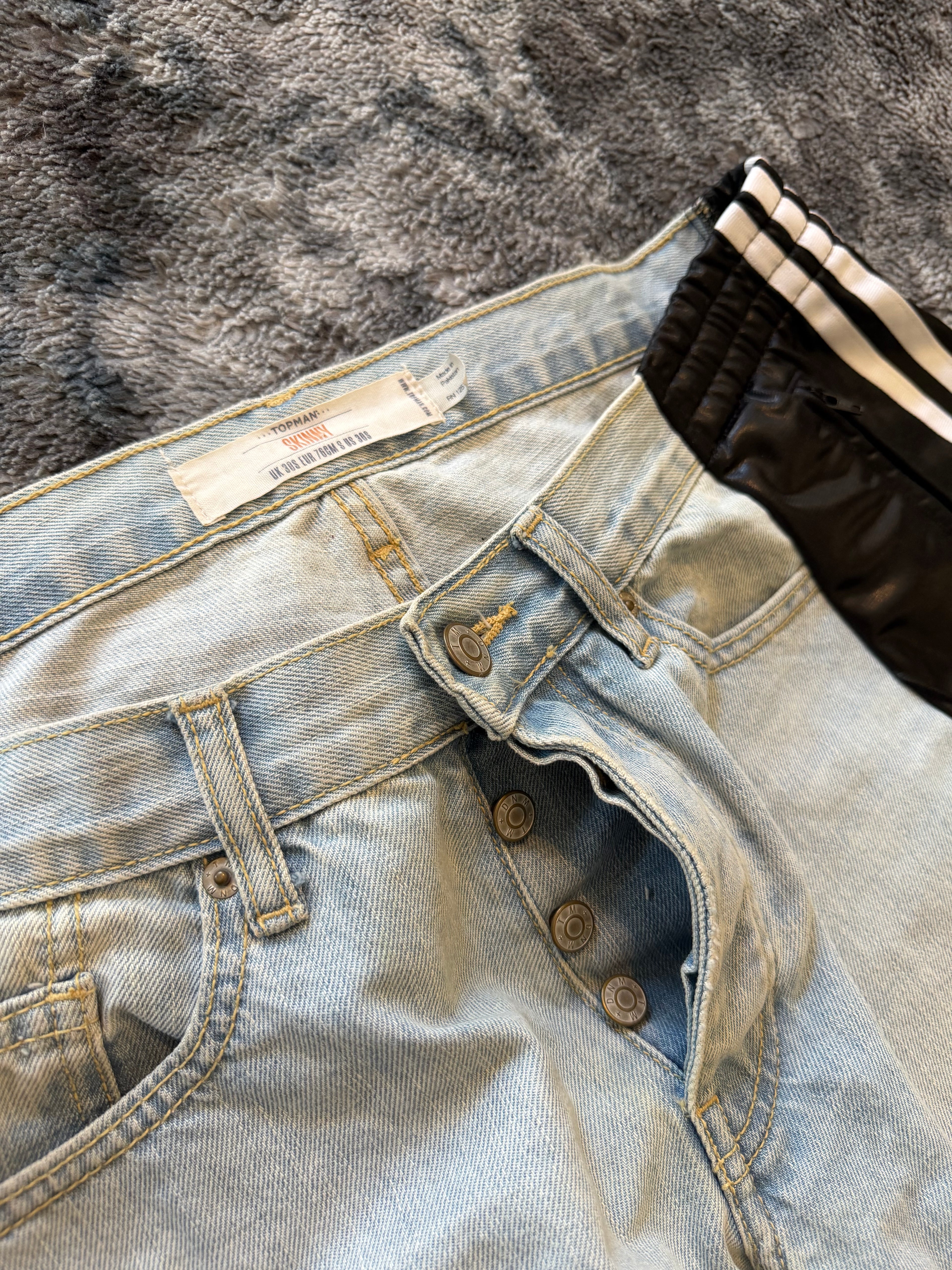 Custom Leather Jeans 3 Stripes – One of a Kind – Size L/M