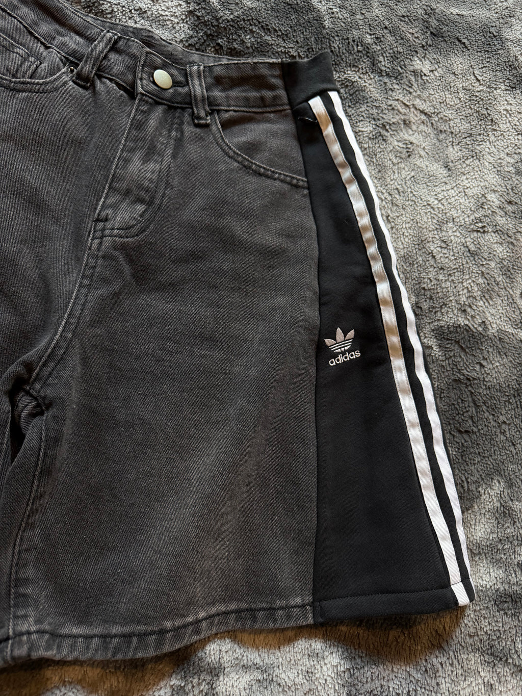 Custom Dark Grey Denim Shorts – One of a Kind – Size XS/S