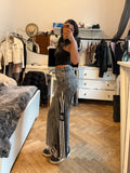 Grey Denim 3-Stripes Wide-Leg Jeans – Size XS/S
