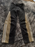 Dark Grey 3-Stripe Flared Track Pants – Green Stripes – Size S/M