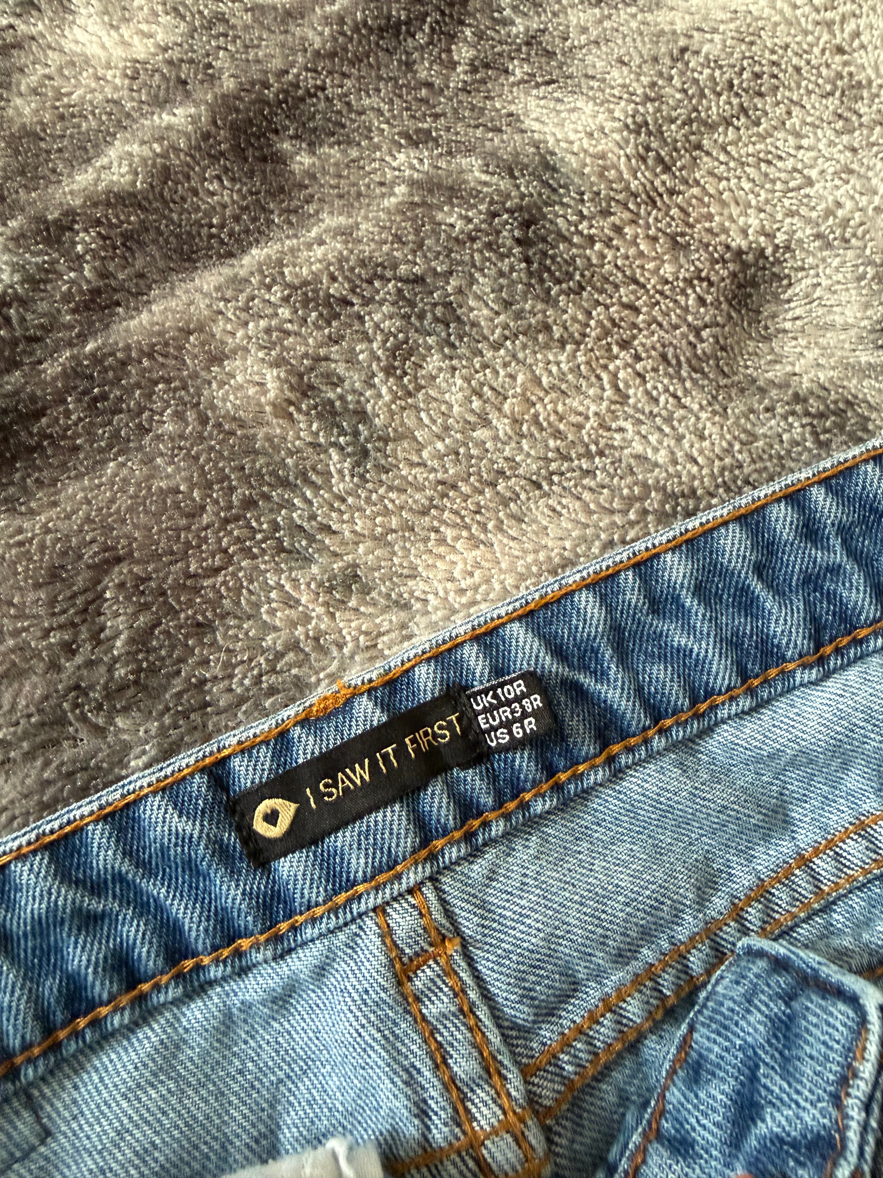 💙 Custom High-Waisted Flared Jeans with Three Stripes – One of a Kind – Size S/M