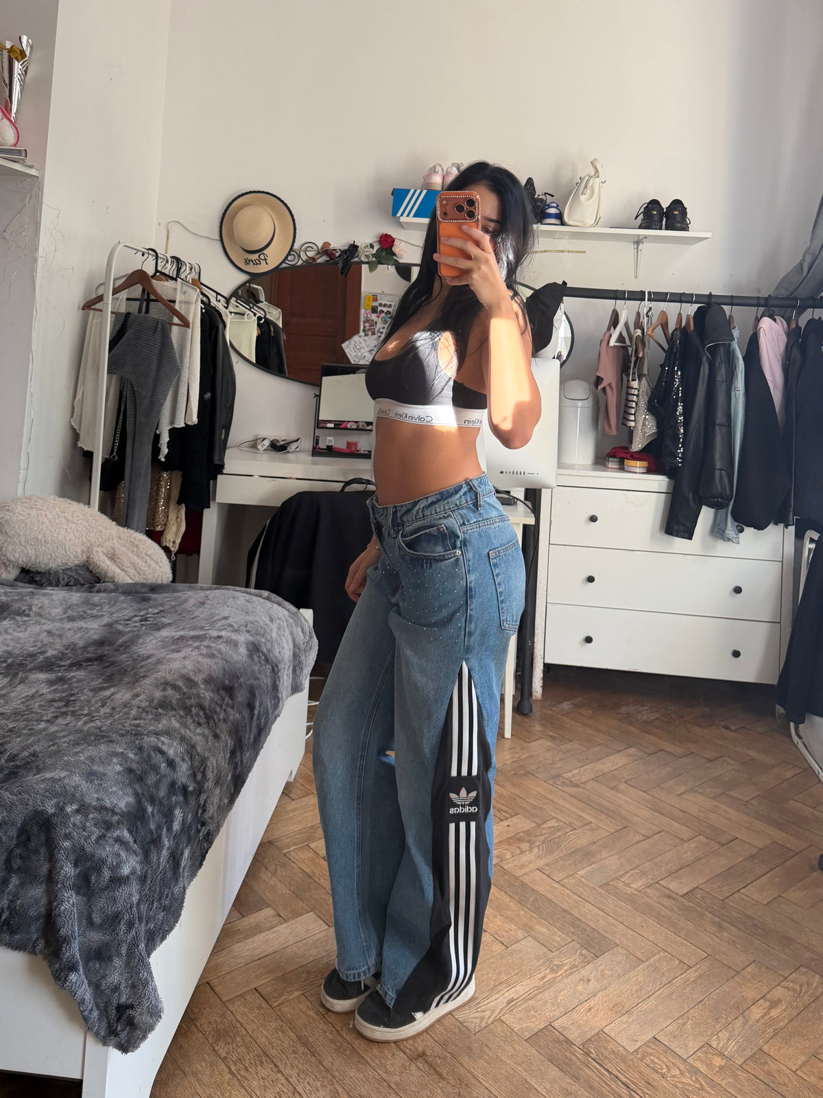 Denim 3-Stripes Diamond Baggy Pants – Size M