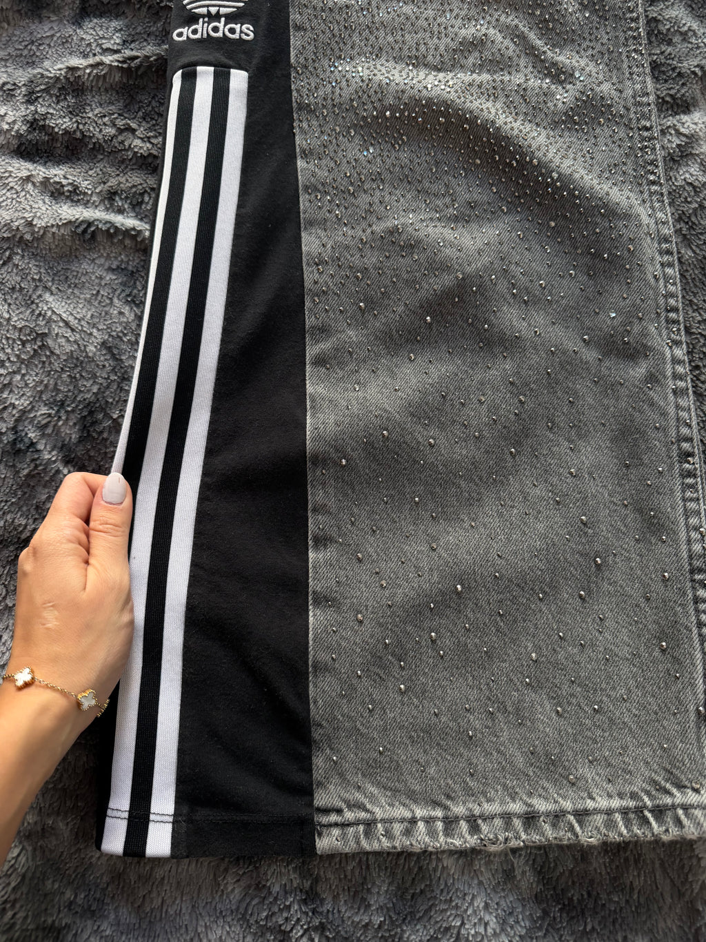 Light Grey Diamond Baggy Wide Leg Pants – M/S 🩶💎