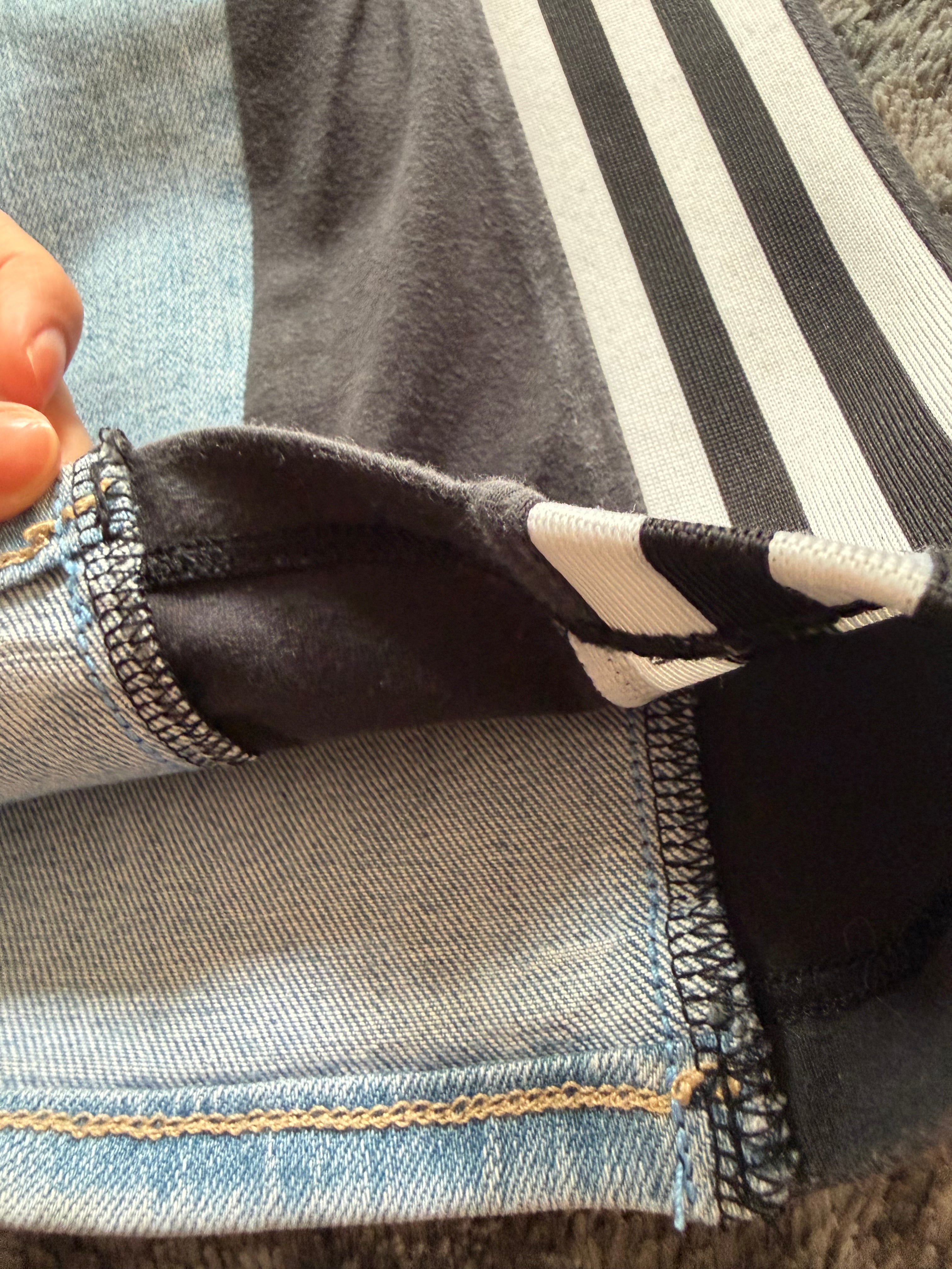 💙 Custom Three-Stripe Booty Shaping Jeans for Petite Girls – One of a Kind – Size XS/S