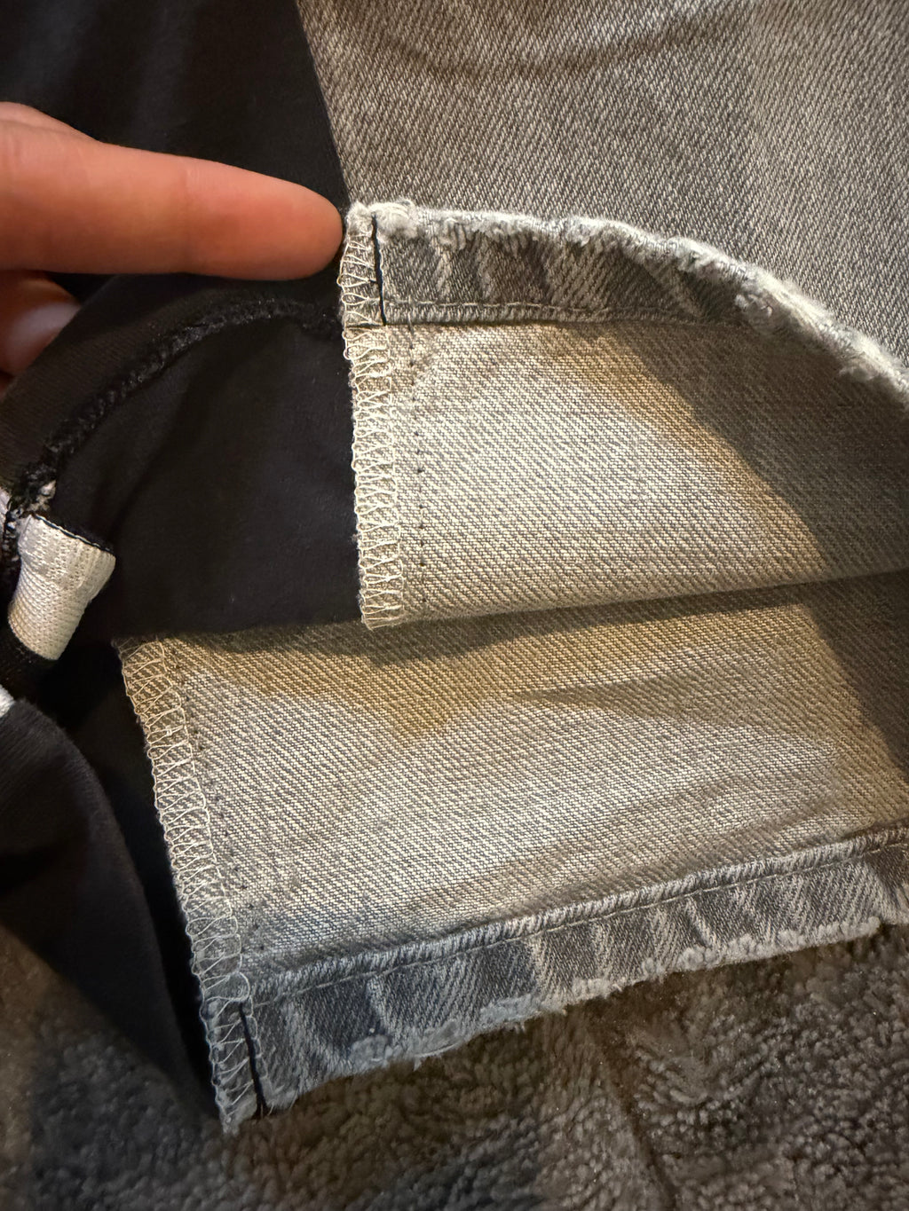 🩶 Custom Grey Jeans with Three Stripes – One of a Kind – Size M/L