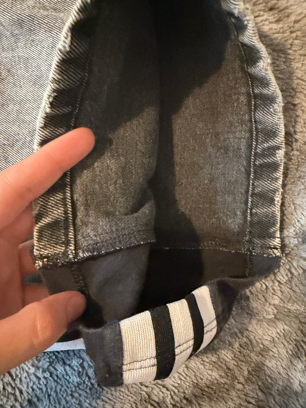 Grey Denim 3-Stripes Wide-Leg Jeans – Size XS/S