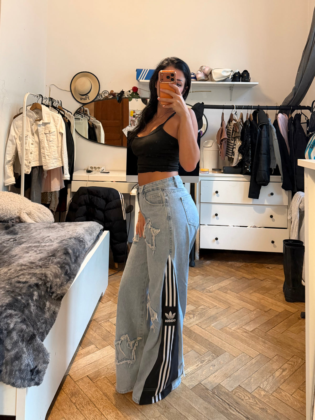 Star Denim 3-Stripes Wide-Leg Jeans – Size M