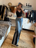 💙 Custom Flared Jeans with Three Stripes – One of a Kind – Size XS/S