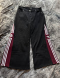 Custom Black Flared Jeans with Burgundy Bell Bottoms – One of a Kind – Size XXXL