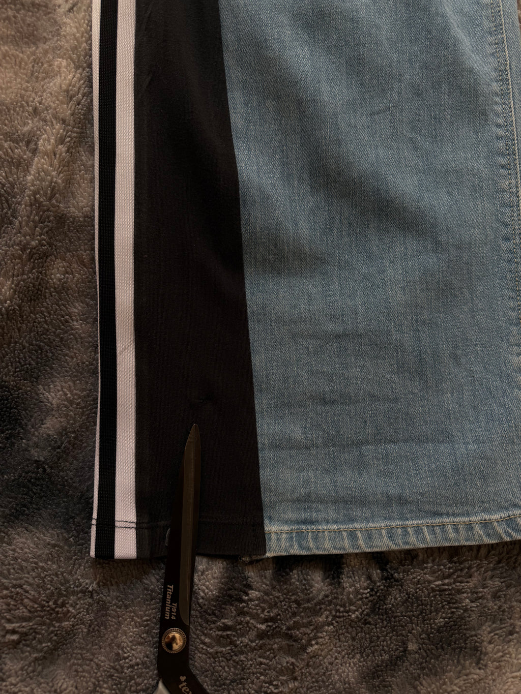 Custom Flared Jeans with Three Stripes – One of a Kind – Size M/L