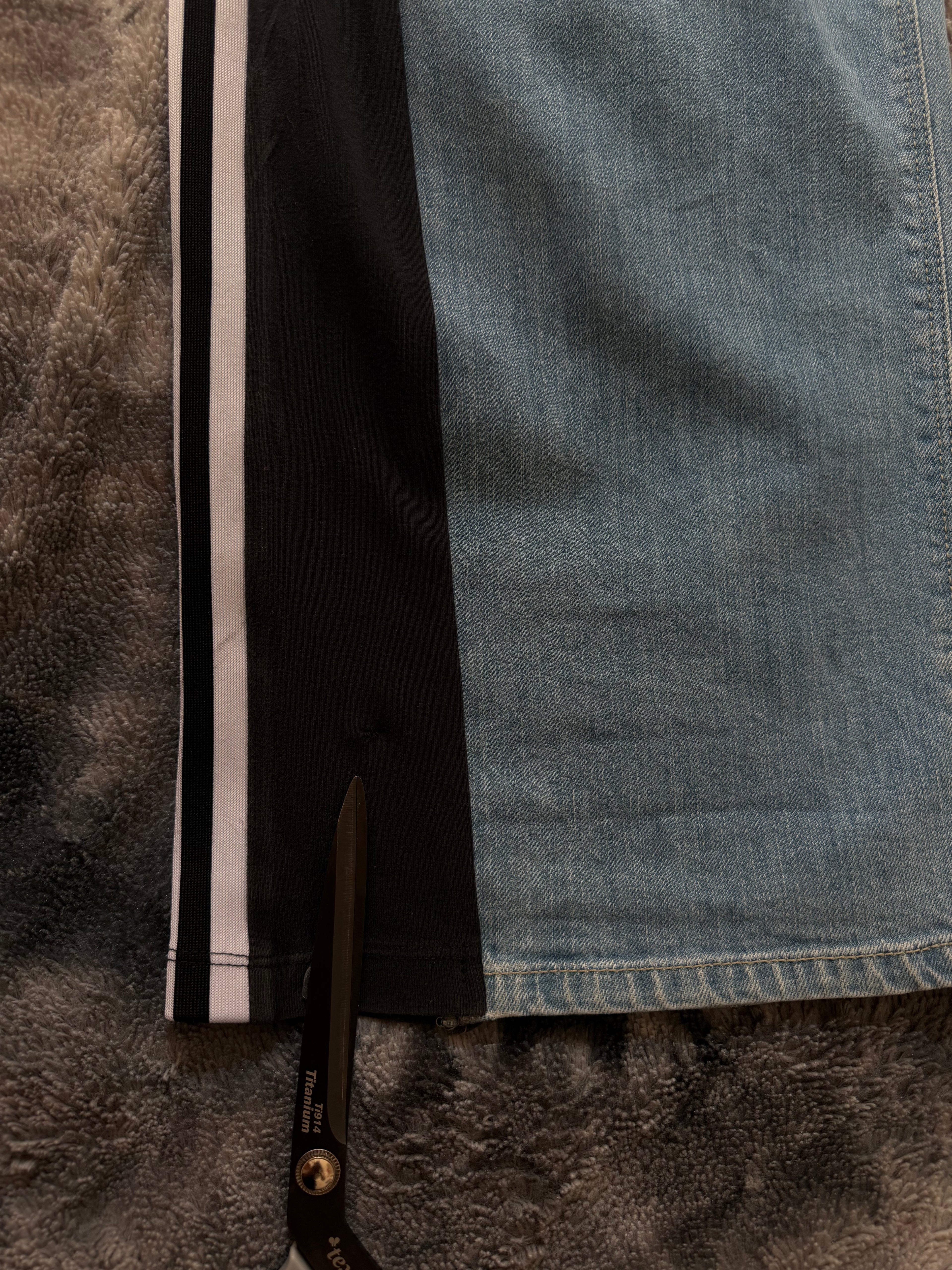 Custom Flared Jeans with Three Stripes – One of a Kind – Size M/L