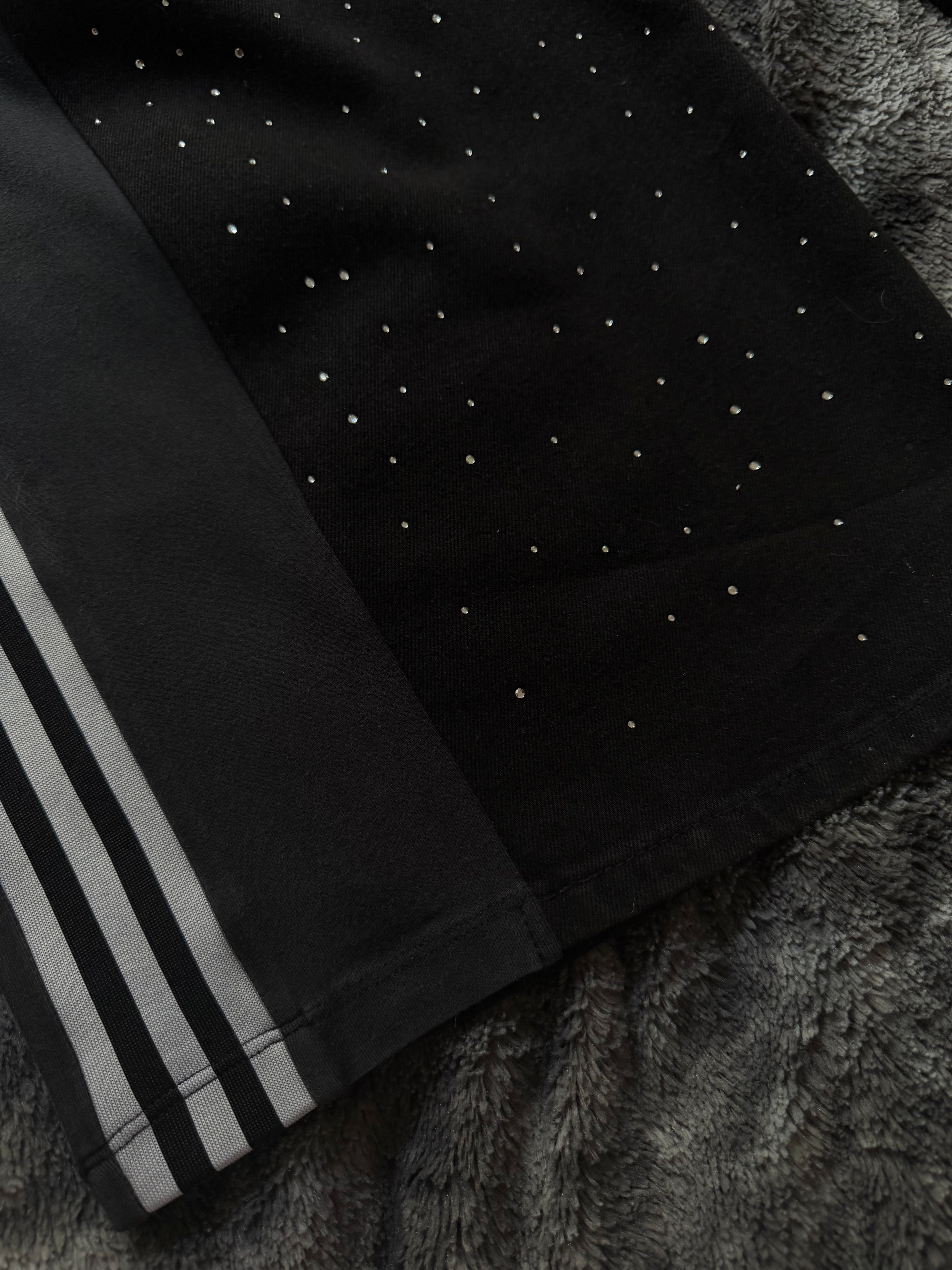 Black Rhinestone Triple Stripe Baggy Jeans – Wide Leg (L/M)