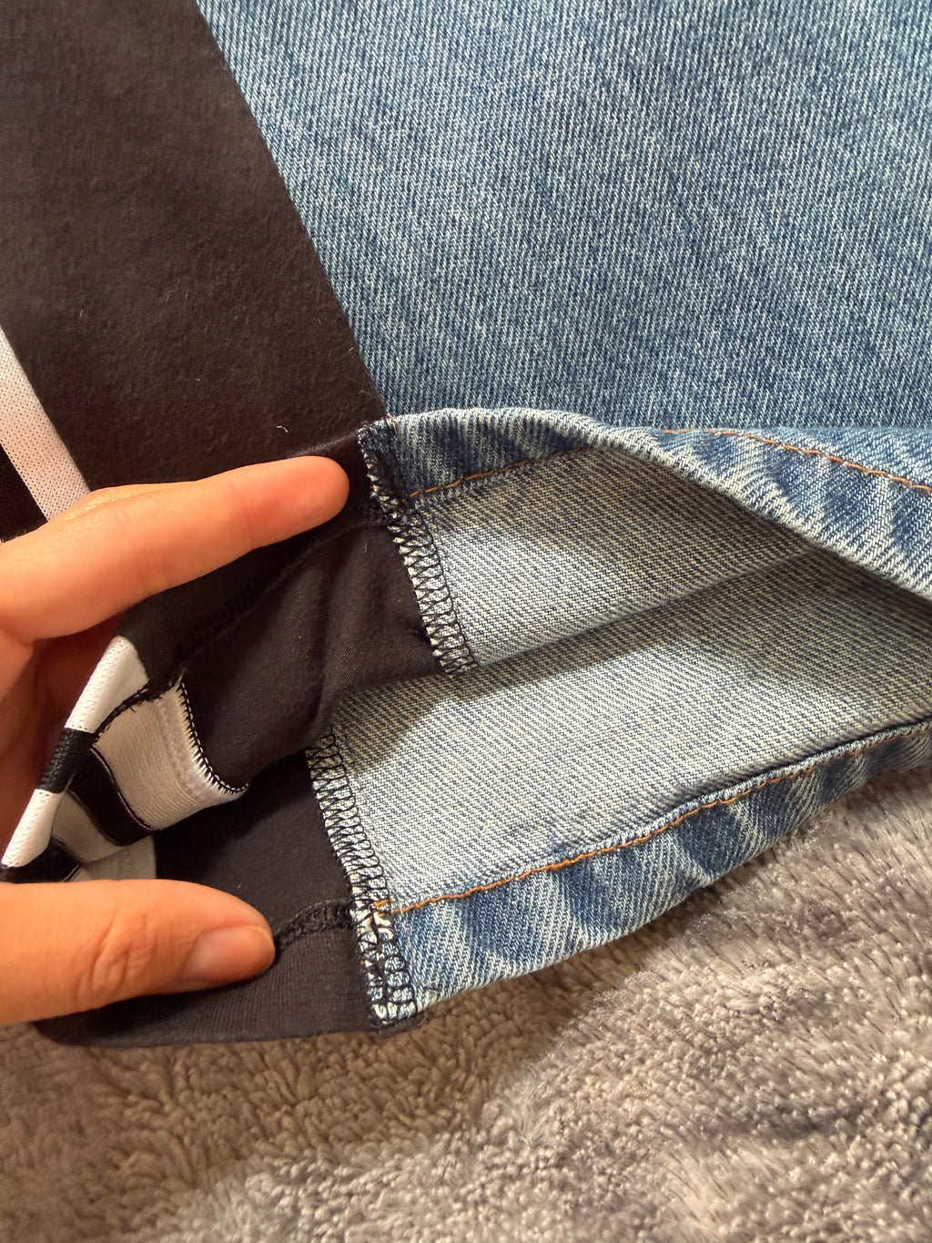 💙 Custom High-Waisted Flared Jeans with Three Stripes – One of a Kind – Size S/M