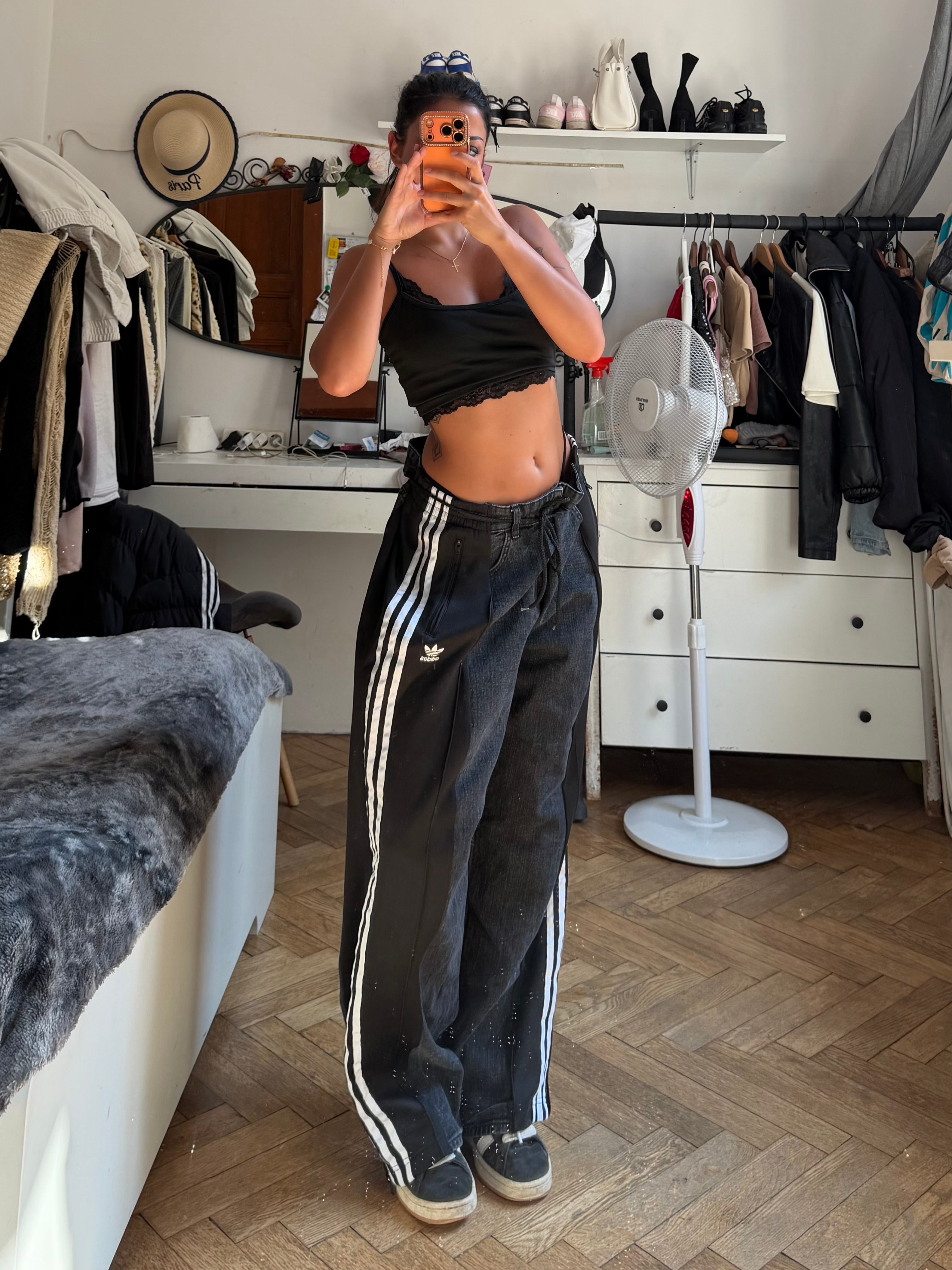 🩶 Custom Oversized Jeans with Cargo Pockets & Three Stripes – One of a Kind – Size XXL