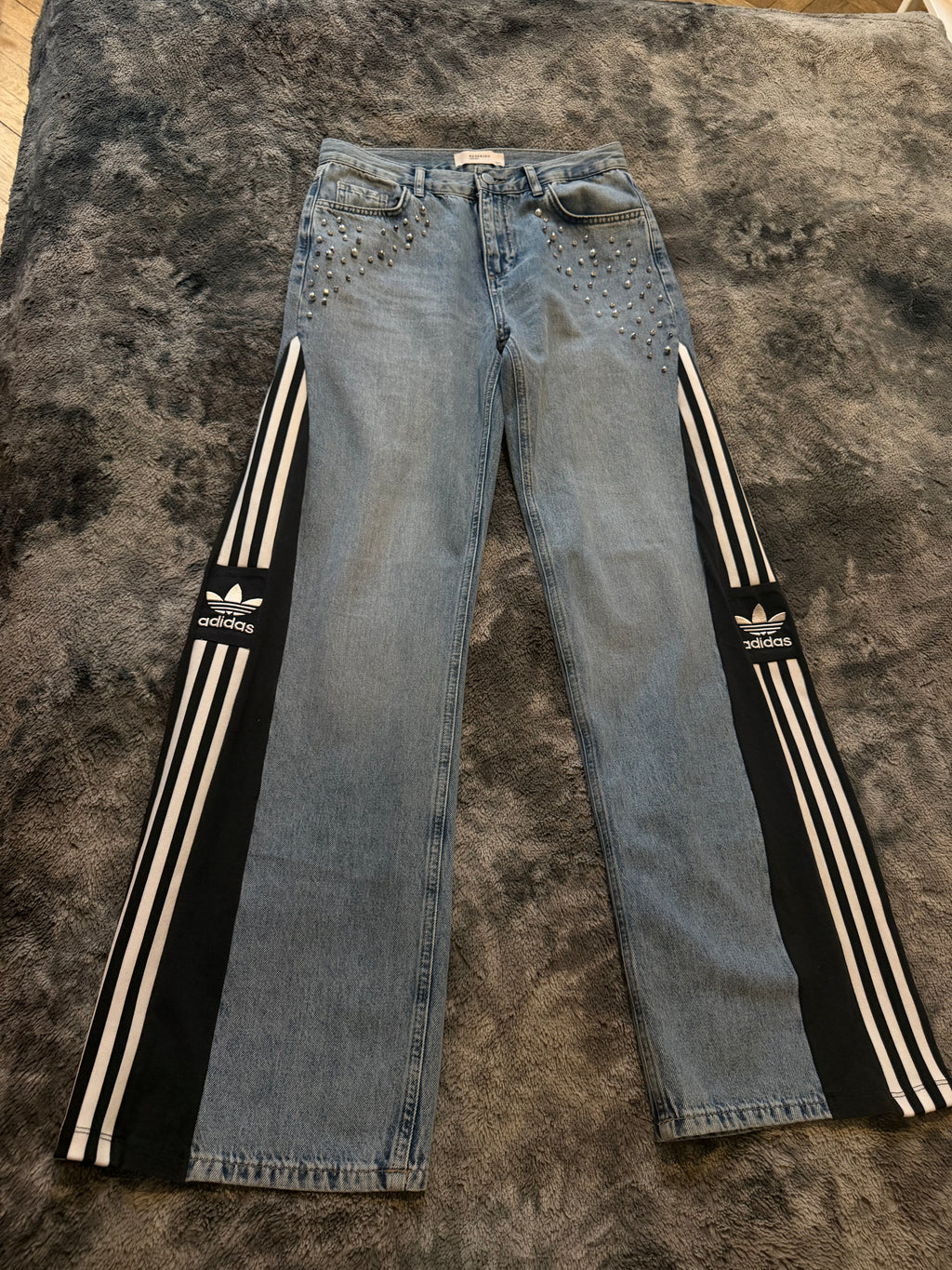 Denim 3-Stripes Diamond Wide-Leg Jeans – Size S/M