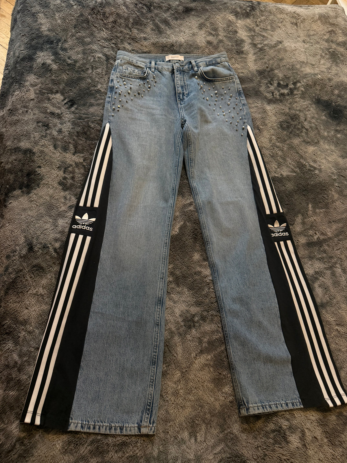 Denim 3-Stripes Diamond Wide-Leg Jeans – Size S/M