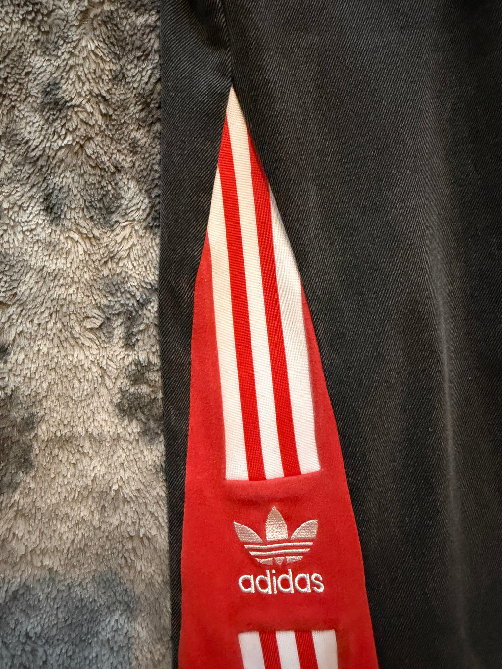 Custom Baggy Jeans Red Adidas Stripes – Size XS/S