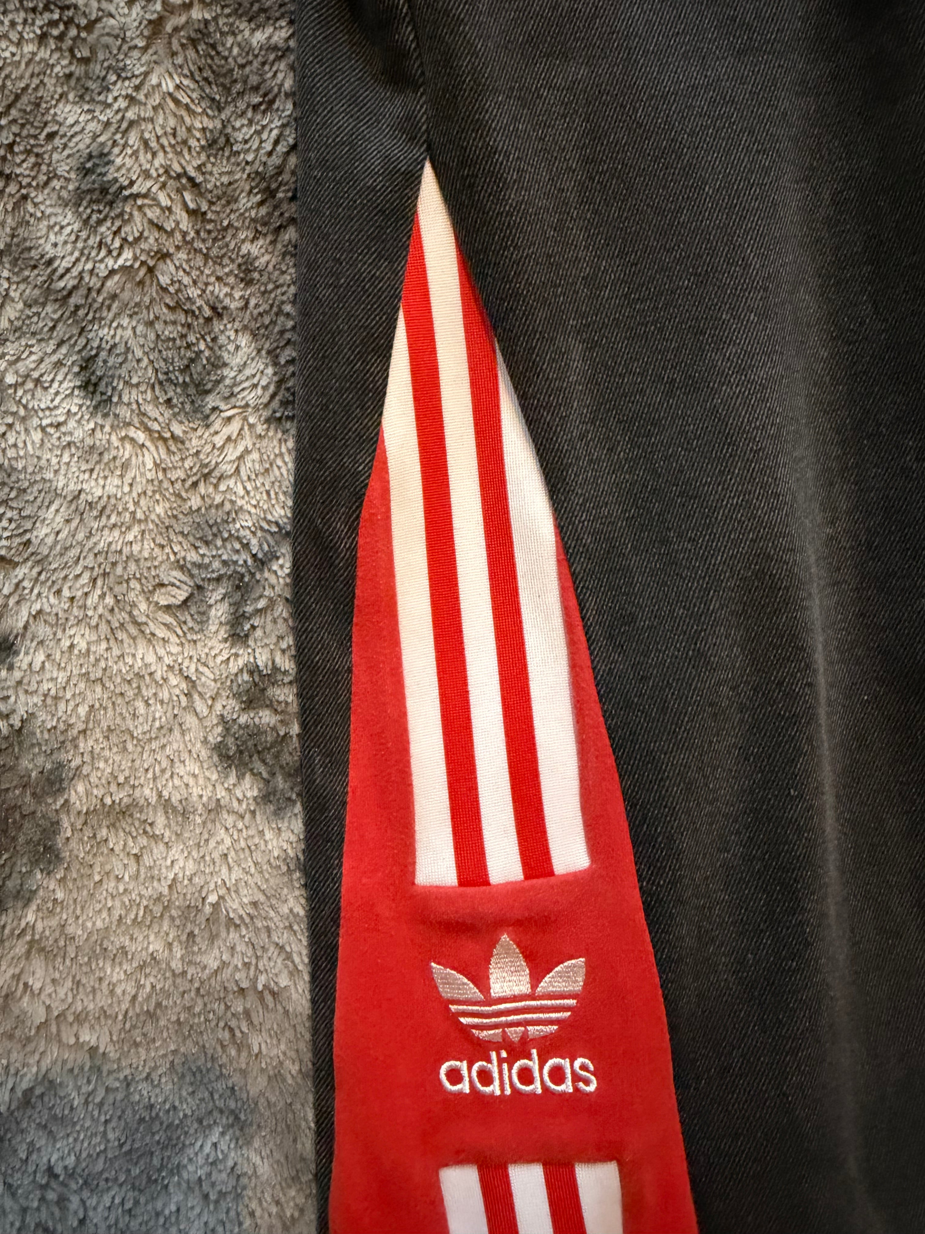 Custom Baggy Jeans Red Adidas Stripes – Size XS/S