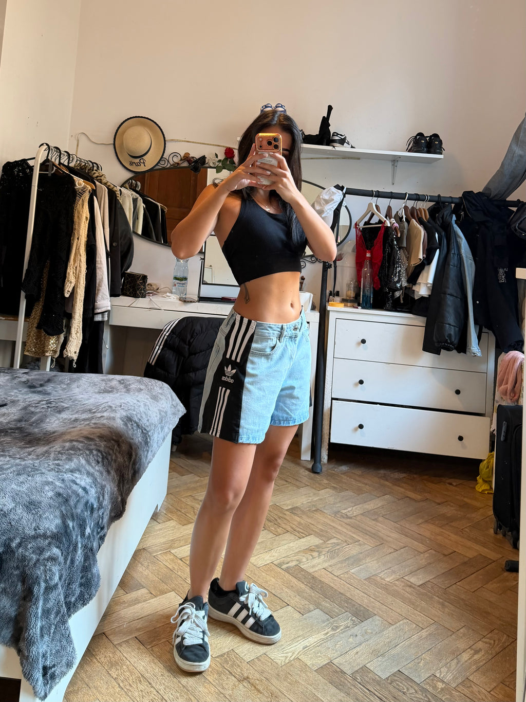 Custom Wide Leg Denim Shorts – One of a Kind – Size S/M