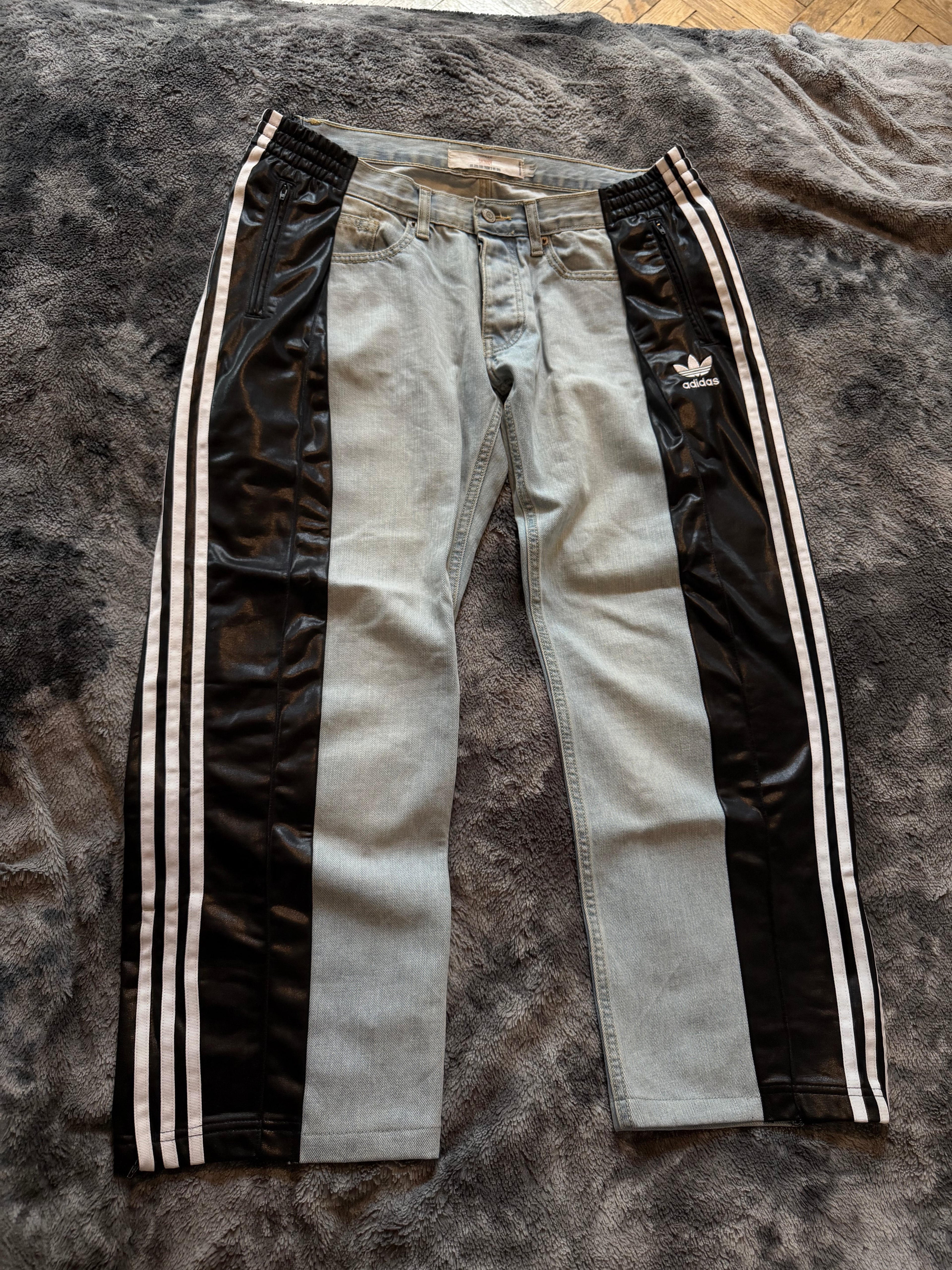 Custom Leather Jeans 3 Stripes – One of a Kind – Size L/M