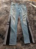Custom Flared Jeans with Three Stripes – One of a Kind – Size M/L