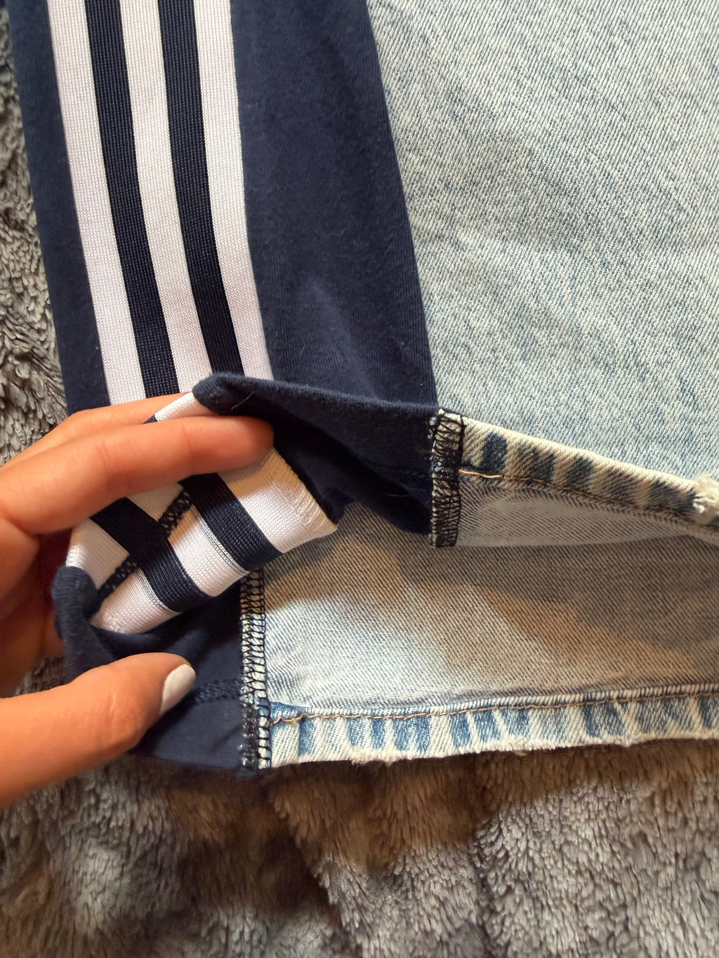 Custom Flared Jeans with Navy Bell Bottoms – One of a Kind – Size M