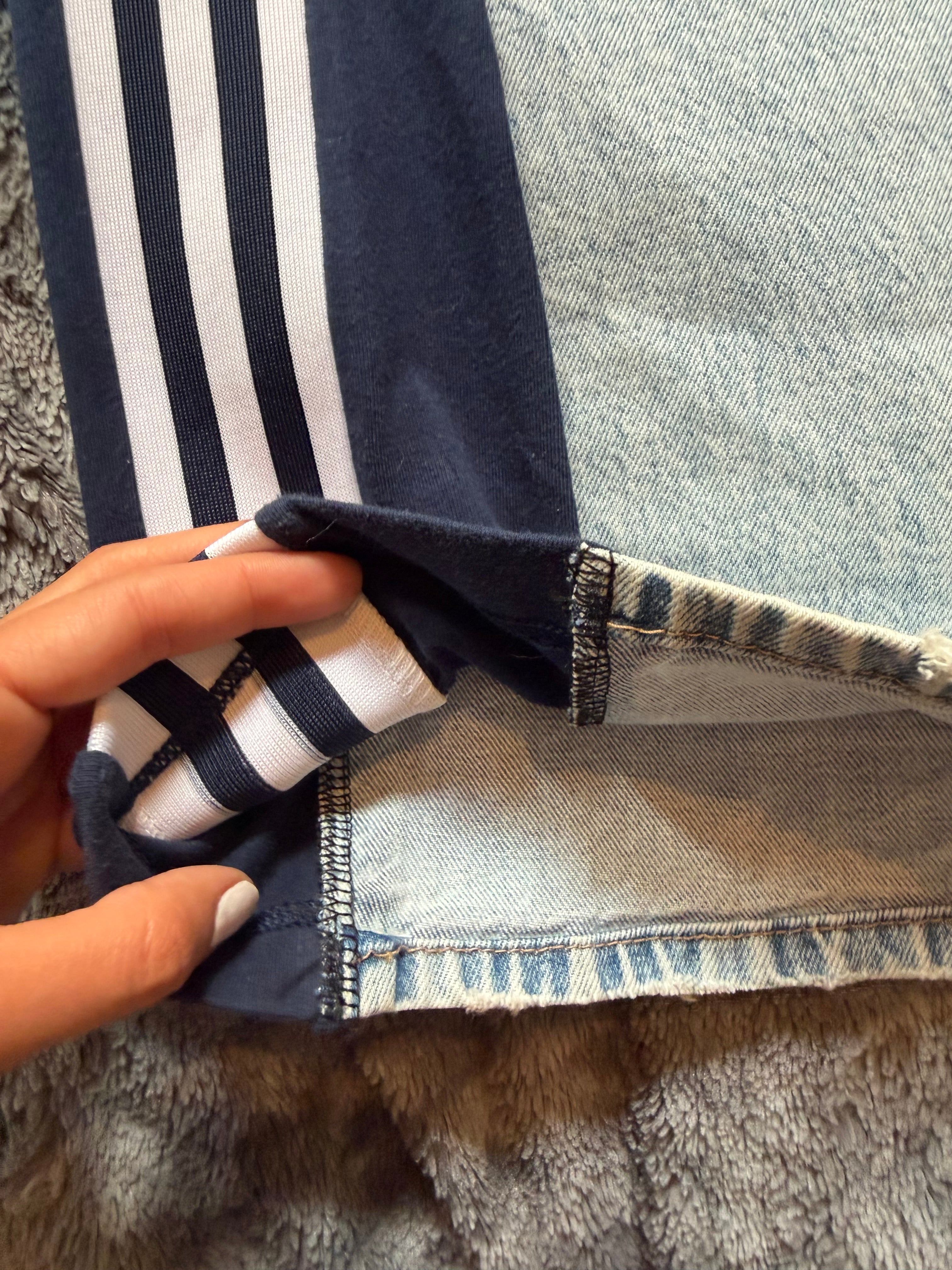 Custom Flared Jeans with Navy Bell Bottoms – One of a Kind – Size M