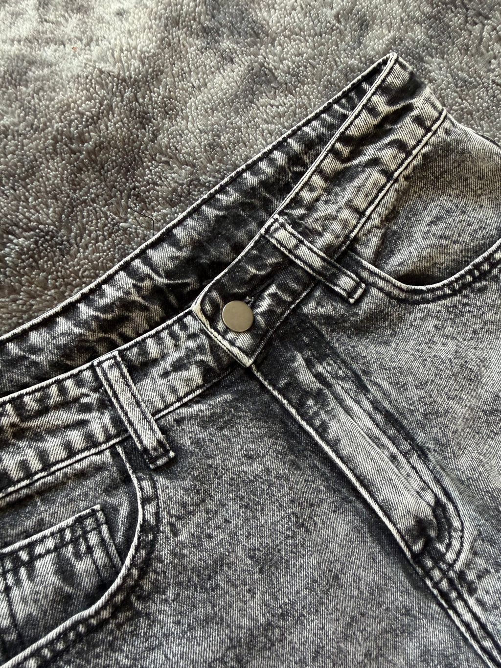 Custom Grey Wide Leg Jeans with Three Stripes – One of a Kind – Size XXS/XS