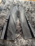 Custom Baggy Flared Jeans 3 Stripes – One of a Kind – Size S