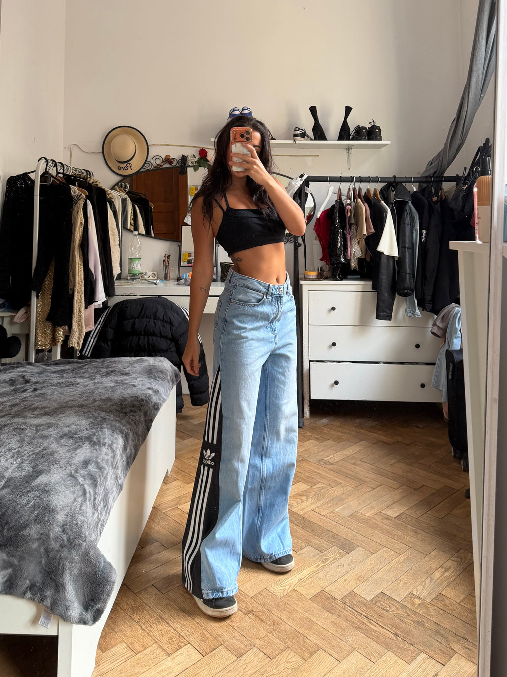 🖤 Custom Three-Stripes Jeans – One of a Kind – Size M/L