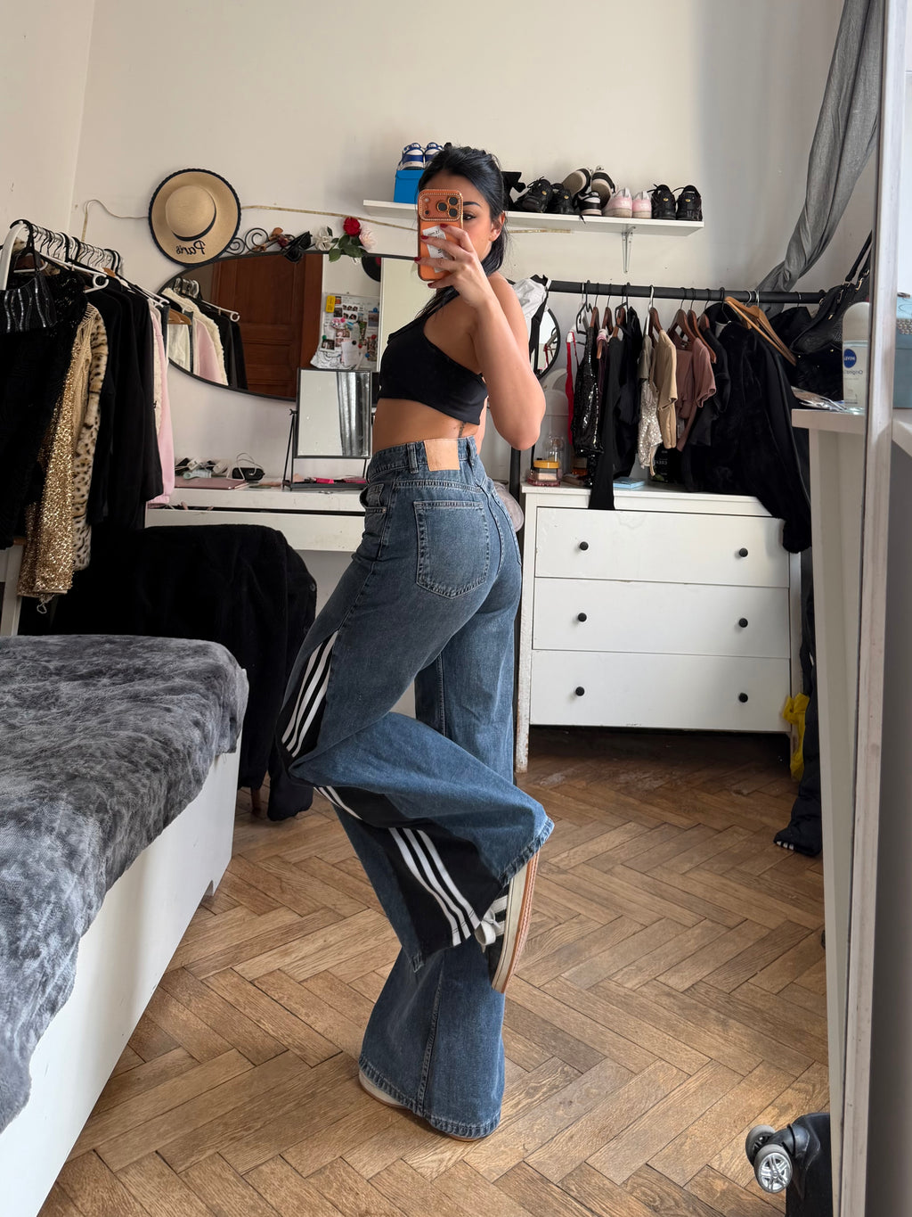 Custom Flared Jeans 3 Stripes – One of a Kind – Size S