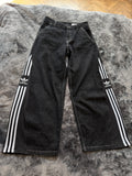 Custom Dark Grey Baggy Jeans with Three Stripes – One of a Kind – Size M