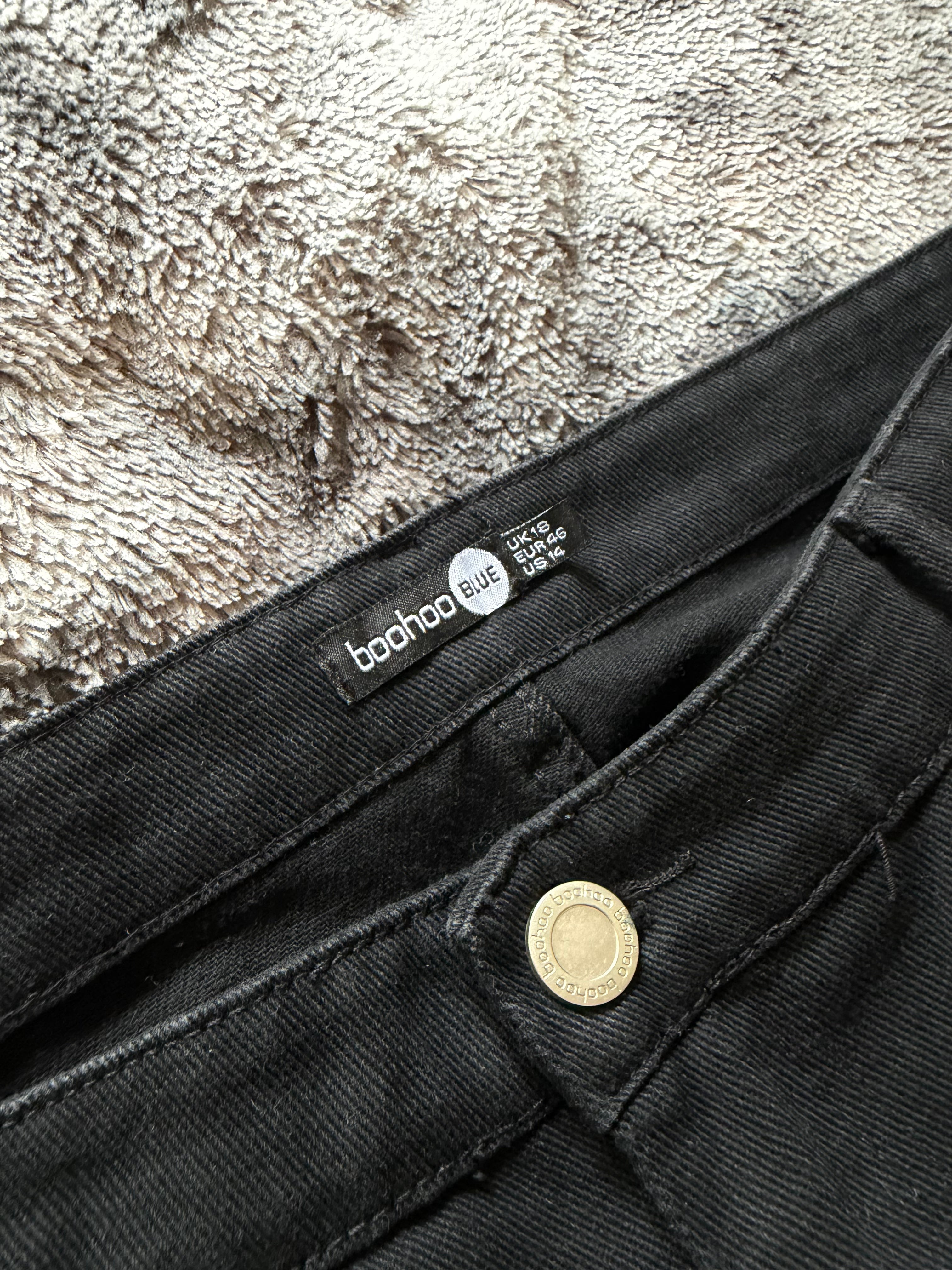 Custom Black Flared Jeans with Burgundy Bell Bottoms – One of a Kind – Size XXXL