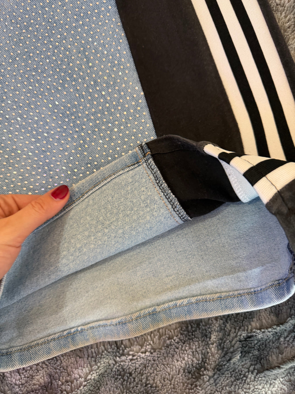 Diamond Denim Baggy Jeans – Three Stripes | Size L 💎